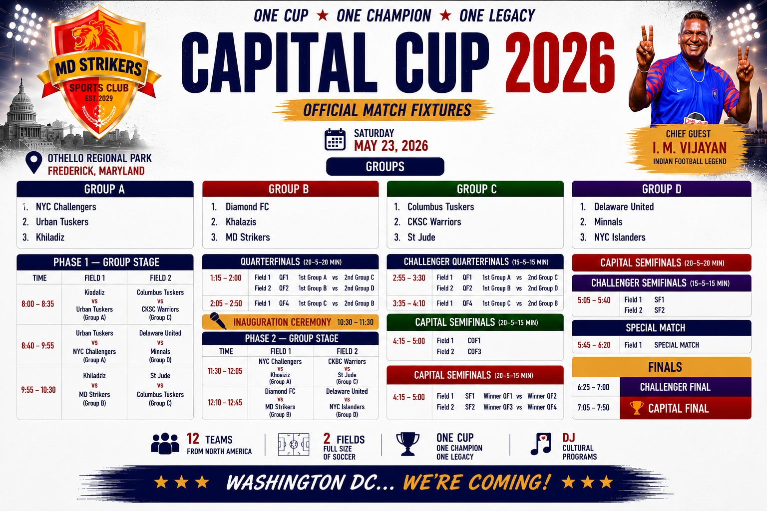 Capital Cup 2026 match fixtures schedule